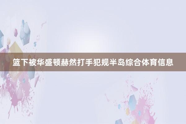 篮下被华盛顿赫然打手犯规半岛综合体育信息