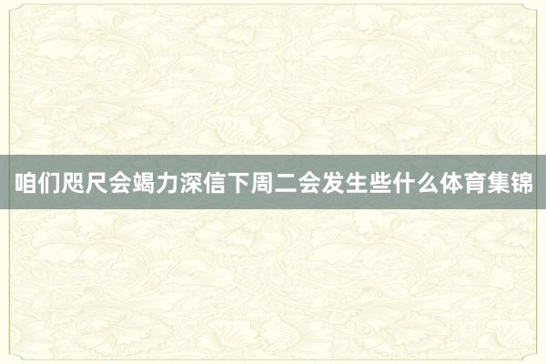 咱们咫尺会竭力深信下周二会发生些什么体育集锦